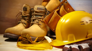 industrial concept with tools and equipment, selective focus on nearest
